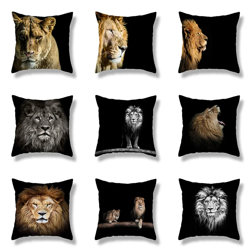 45X45CM Wild Animal Lion Tiger Cushion Pillow Cover Sofa Chair