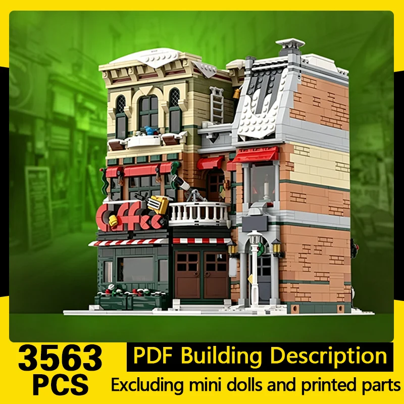 City Street View Model MOC Building Bricks Music Cafe And Instrument Store Modular Technology Gifts Holiday Assemble Toys Suit