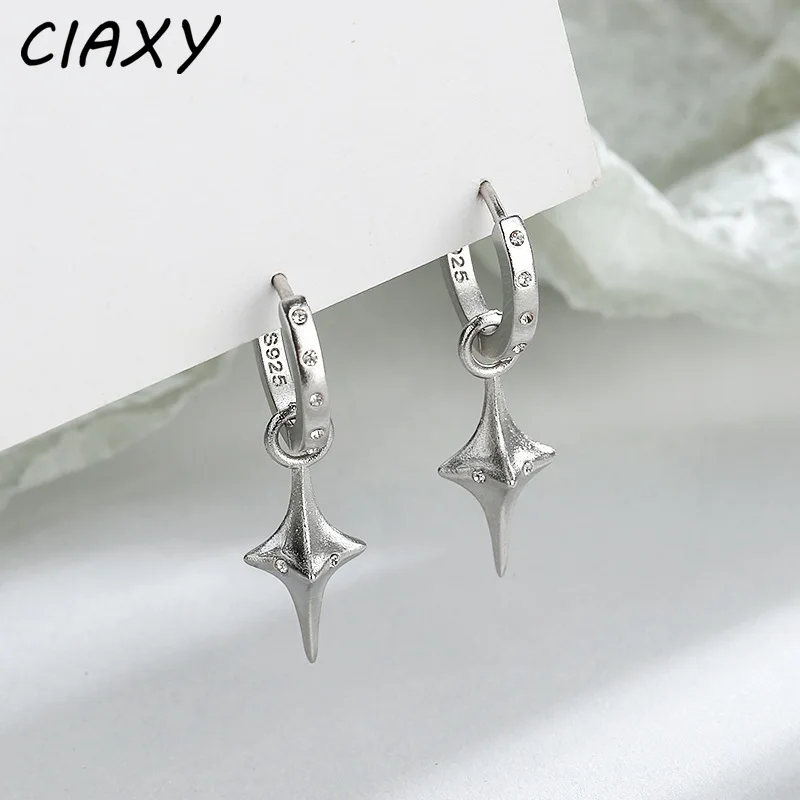 CIAXY Silver Color Zircon Ear Buckle Earrings for Women Multi-wear Three-dimensional Cross Star Earring Korean Fashion Jewelry