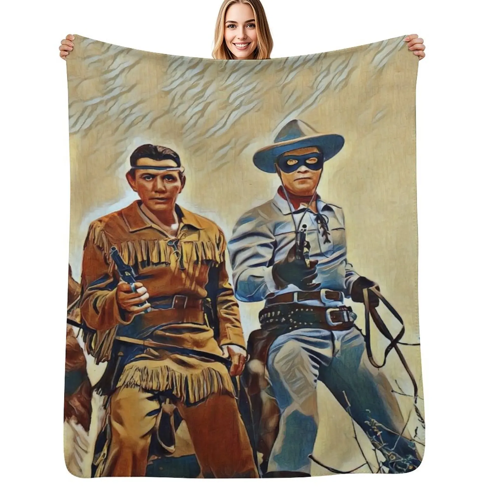 

The Lone Ranger & Tonto, Silver & Scout Throw Blanket Soft Sherpa Fleece Warm Blanket for Winter