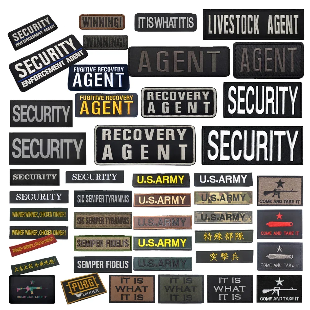 

Outdoor Bag Accessories English Letters SECURITY Tactical Vest Big Back with Morale Badge AGENT Personality DIY Backpack Patch