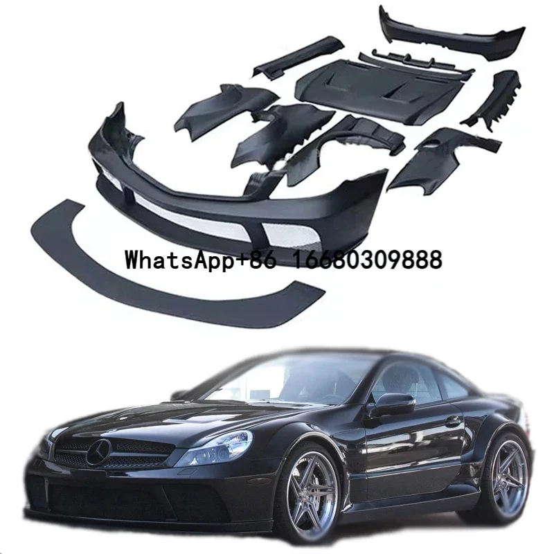 Car Parts R230 SL Black-Series  Wide Body Kit Front Rear Bumper Spoiler Engine Cover Siede Skirts For Mercedes Benz SL63 SL55