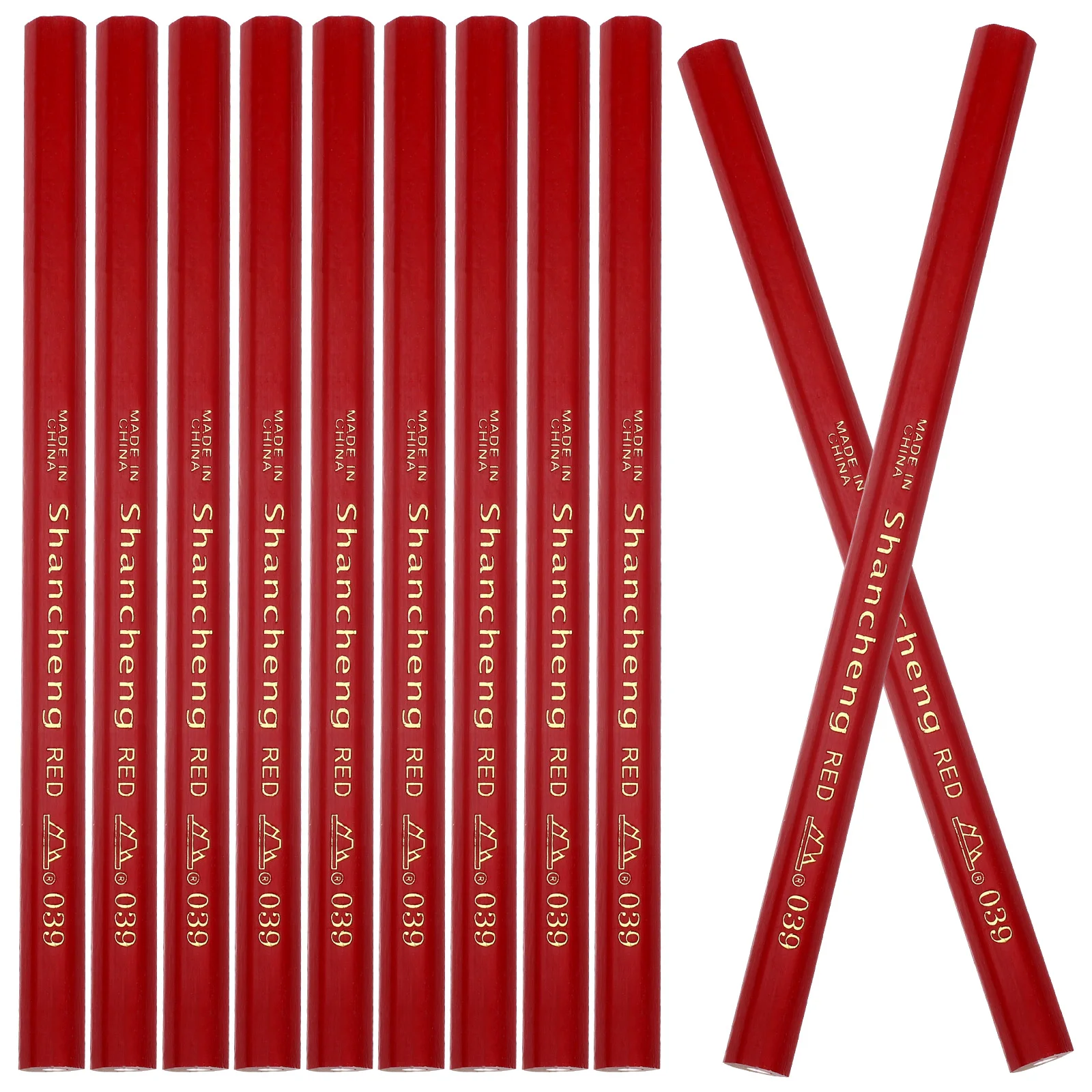 20 Pcs Red Hex Pencil Woodworking Pencils Construction Line Chinagraph Carpenter for Wooden Writing Mason