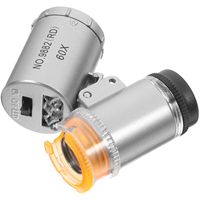 Portable 60x Magnification Microscope Mini Loupe Handheld Jewelry Magnifier with 3 LED Lights Acrylic Pocket for Collectors