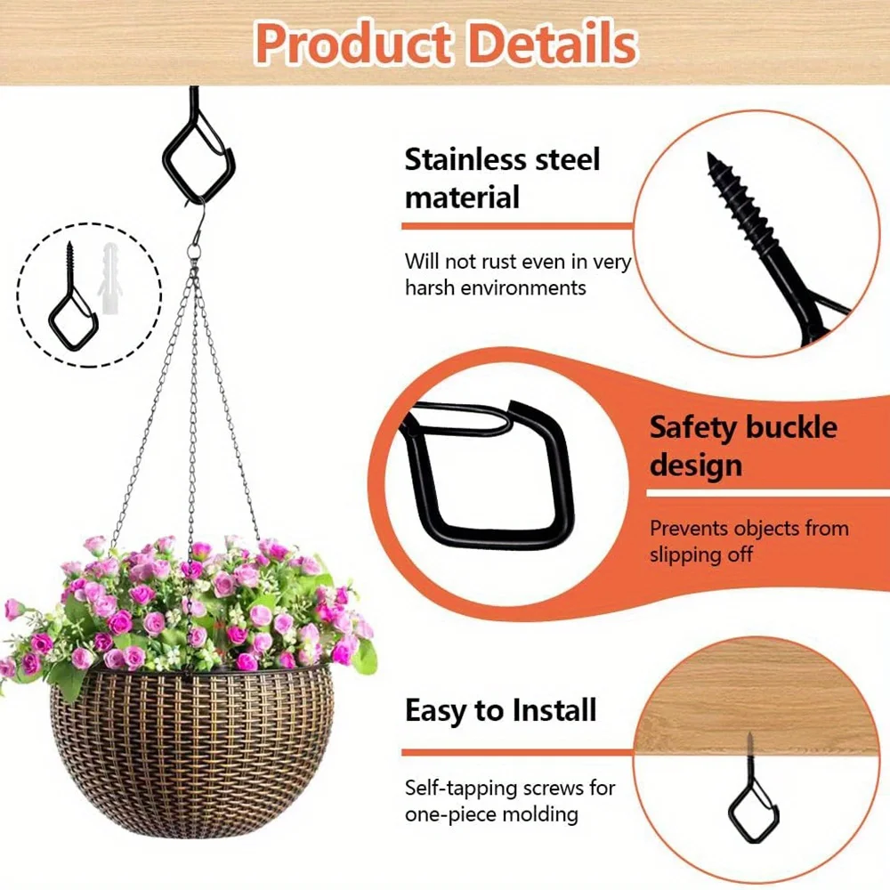 مجموعة من 20 خطافًا لولبيًا من الفولاذ المقاوم للصدأ، خطاف لولبي مع مزلاج أمان، برغي على بيتون مع أداة تيرن صامولة الجناح