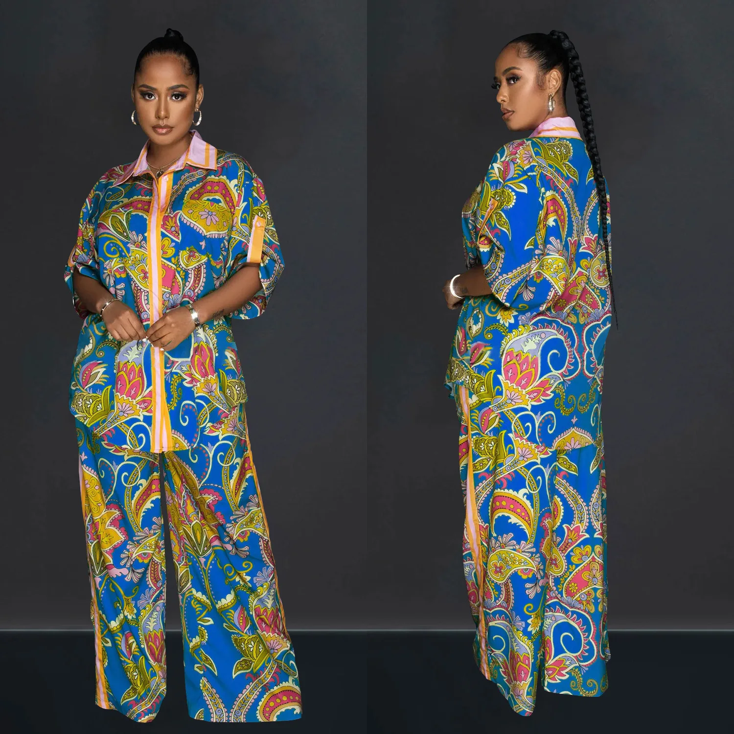 2023 New In Matching Print African Sets Summer Women Dashiki Clothing Party Top and Pants Suits Fashion 2 Piece Casual Outfts