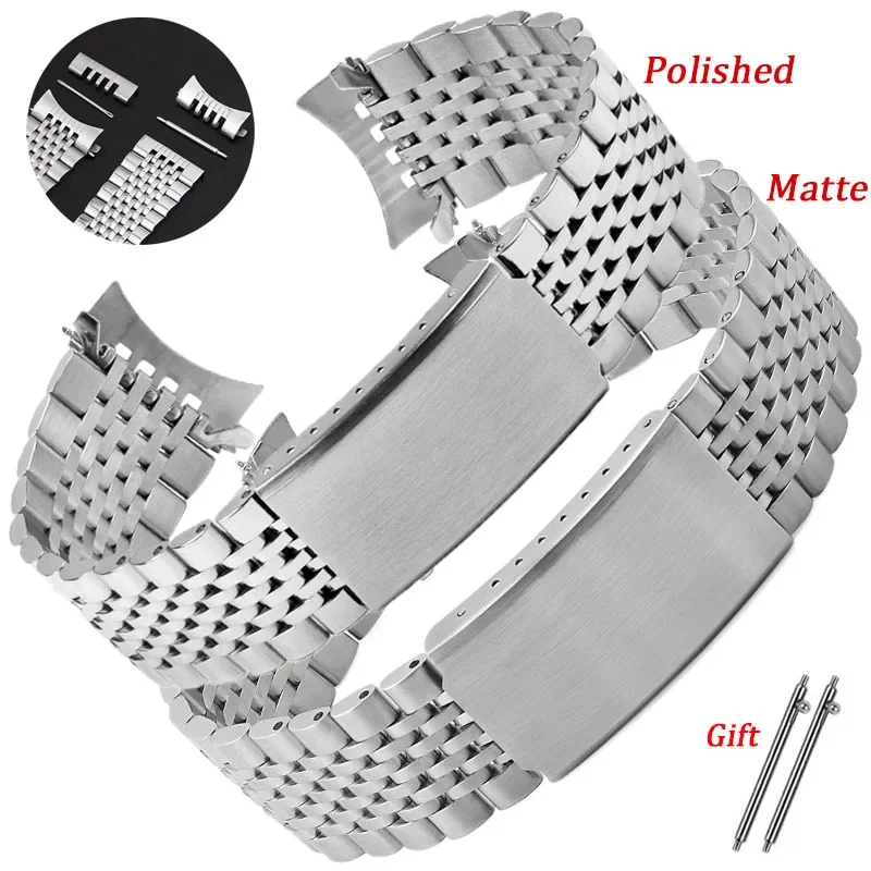 18mm 20mm 22mm Stainless Steel Watch Strap for Seiko for Omega Watchband Metal Bracelet Polished Matte Folding Buckle Wristband