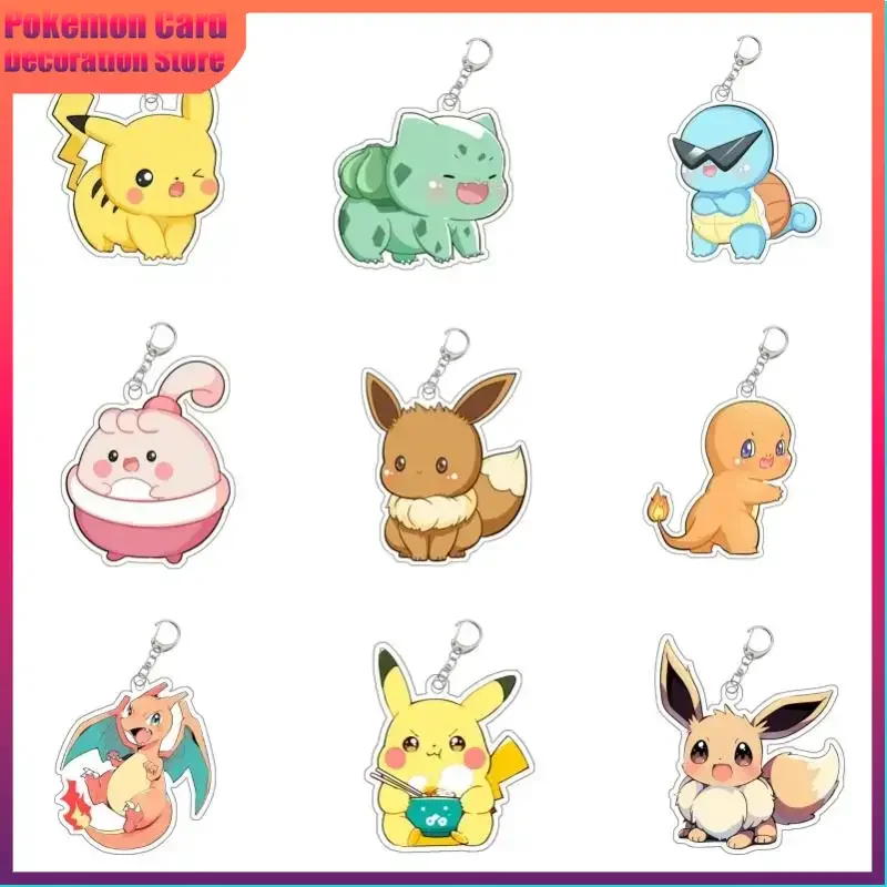 

Pokemon Gift Qikachu Squirtle Jigglypuff Keychain Anime Peripheral Cute Cartoon Backpack Key Pendant Kawaii Goods Friends