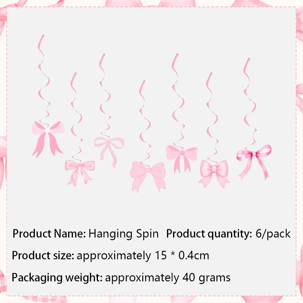 Girl Pink Bow Happy Birthday Banner Garland Bow Hanging Swirl Decorations Bow Themed Birthday Party Baby Shower Party Decortions