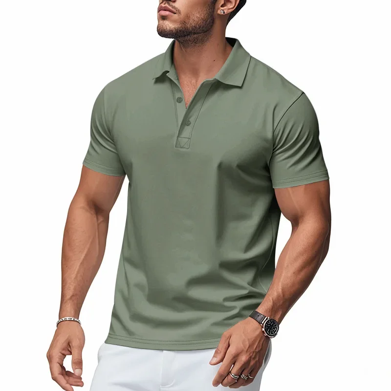 New Men's Simple Solid Color Polo Shirt Breathable Quick-drying Short-sleeved Fashion Casual T-shirt