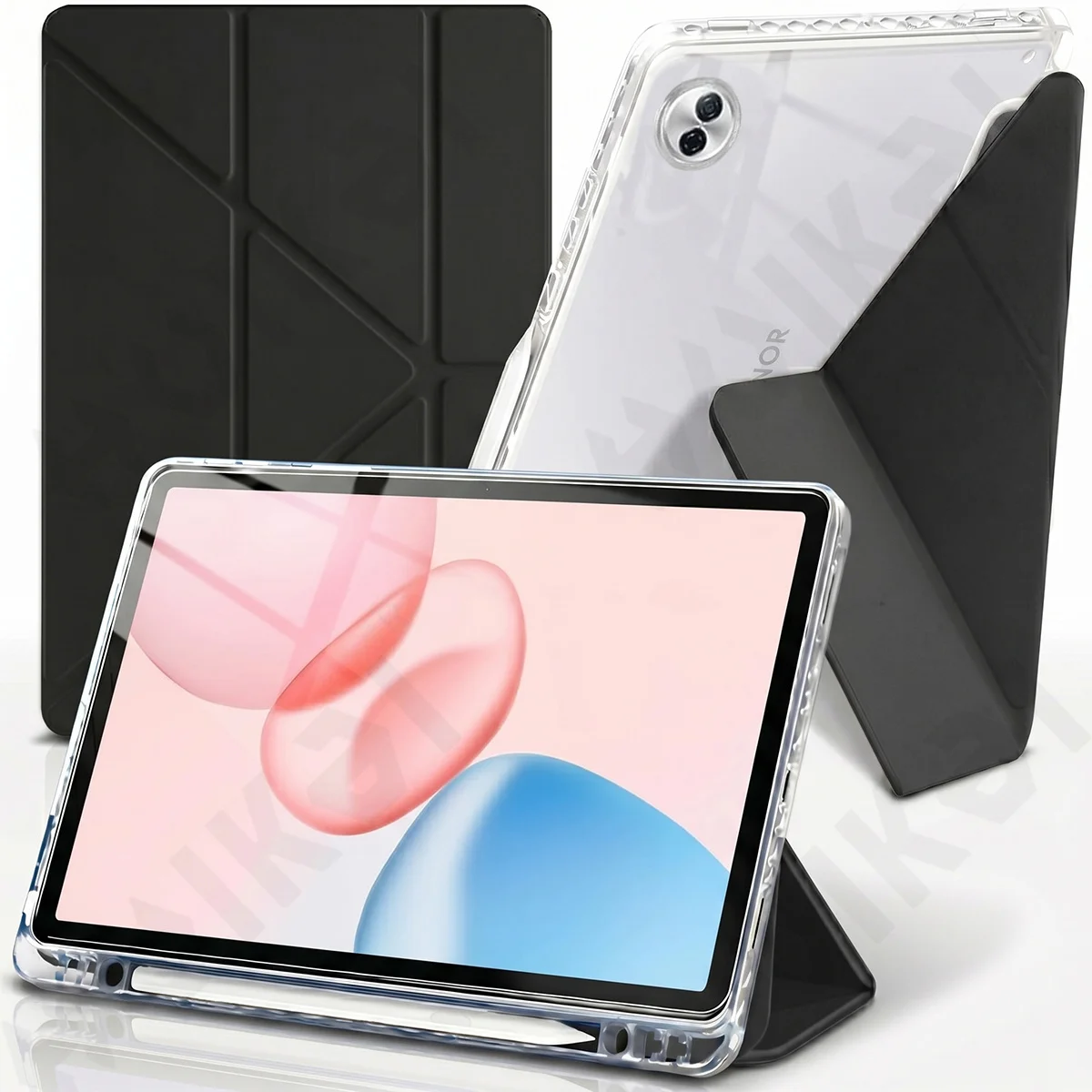 Case For Honor Pad 10 12.1 inch 2025 Trifold Smart 6-in-1 Y-Shaped Stand with S Pen Holder TPU Auto Wake/Sleep Back Shell Cover