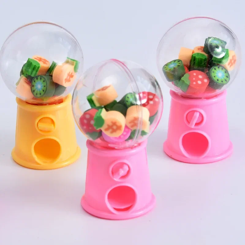 12pcs/set Creative Gashapon Machine Erasers Mini Pencil Rubber Erasers Kawaii Stationery School Correction Tool Office Supplies