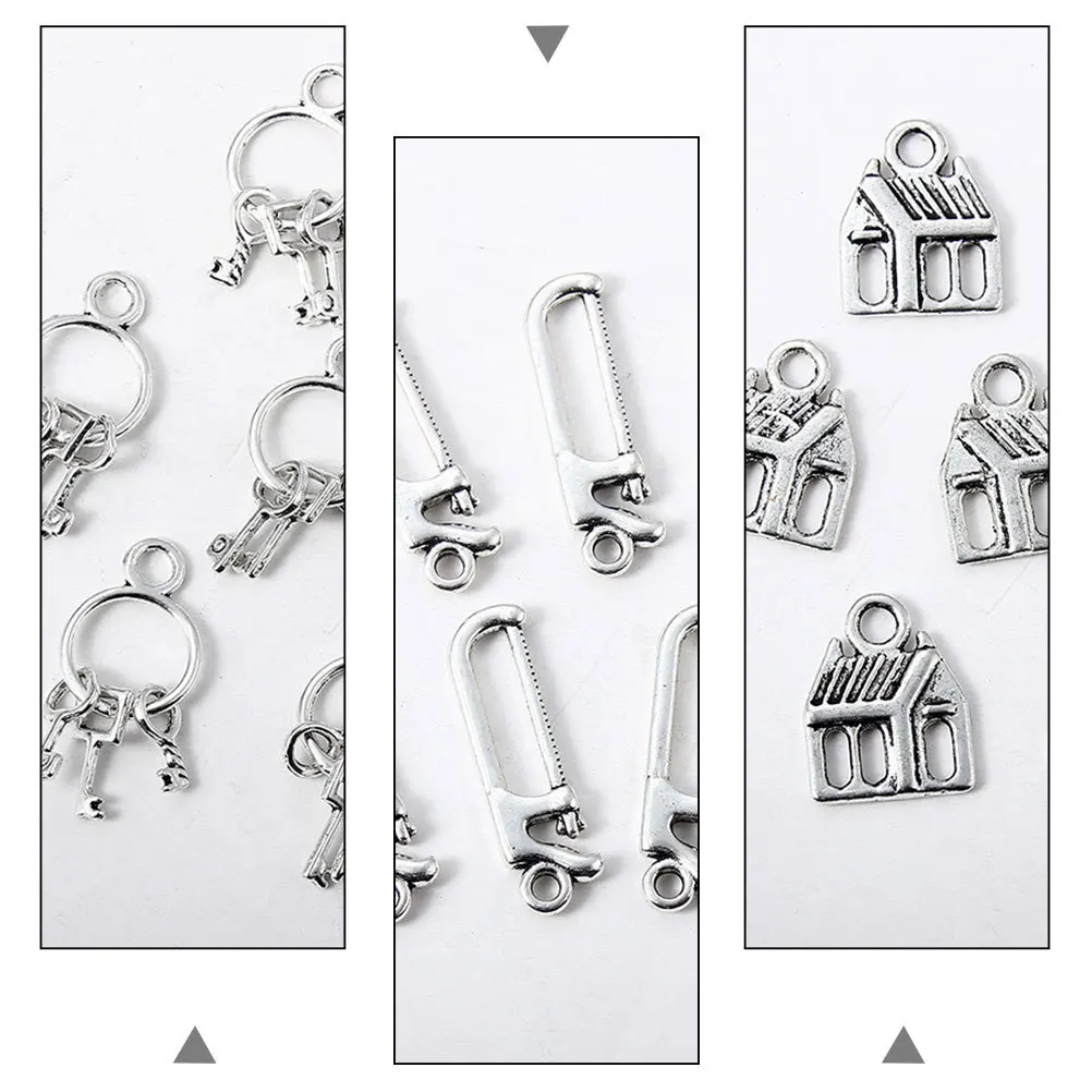 

60pcs Vintage Silver Alloy Pendant Diy Charm Set For Jewelry Making Craft Necklace Bracelet Keychain Accessories