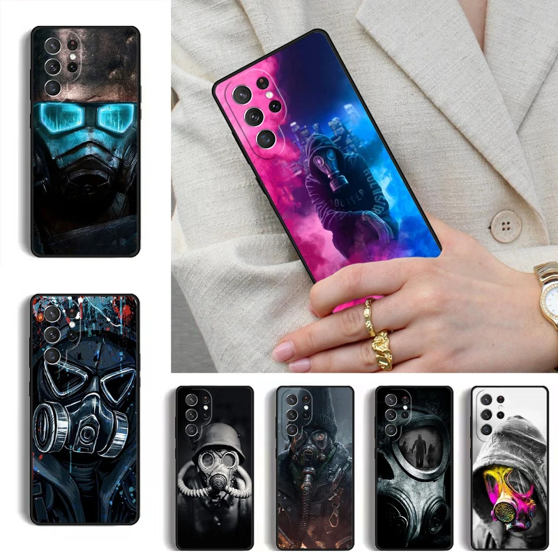 Funda Protectora para Teléfono con Diseño de Máscara Antigas para Hombre, Compatible con Samsung Galaxy S26 S25 Ultra S24 S23 S22 S21 Plus Note 10