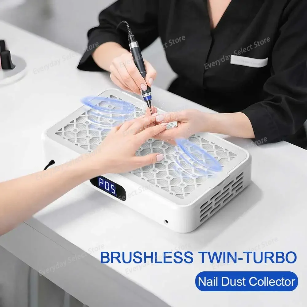 Dual‑Turbo Rechargeable Nail Dust Collector, Silent High‑Suction Desktop Small Embedded nail Grinding dust Vacuum for Manicure