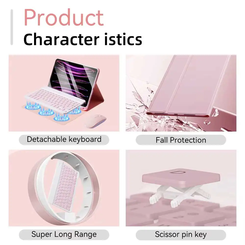 حافظة لوحة مفاتيح بإضاءة خلفية لجهاز iPad 10.2 9 8 7th Gen iPad 10th Air 3 10.5 Pro Air 4th 5th 10.9 Pro 11 12.9 9.7 5 6th Cover