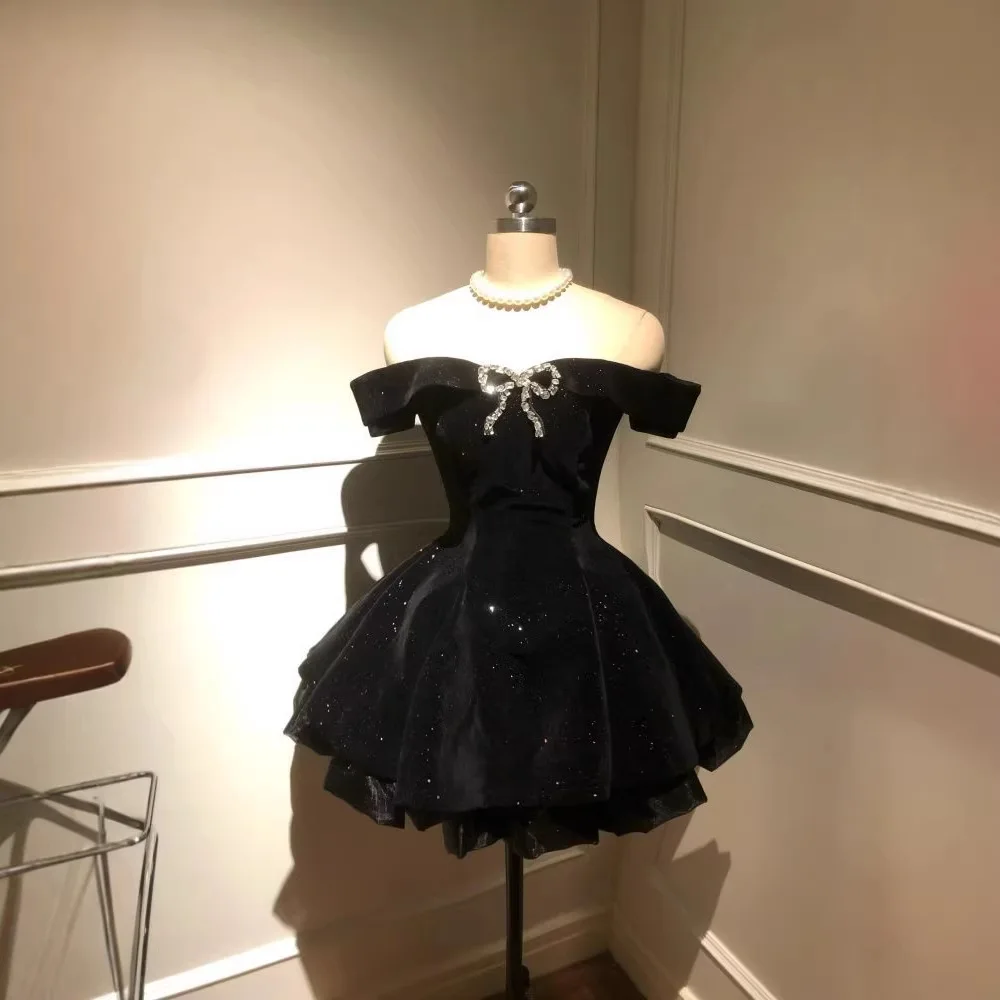 KIDCRKJ Schwarzes Abendkleid für Damen, Gothic, schulterfrei, amerikanisches Vintage-Y2k-Minikleid, weibliches Büro-Damen-Geburtstagsoutfit
