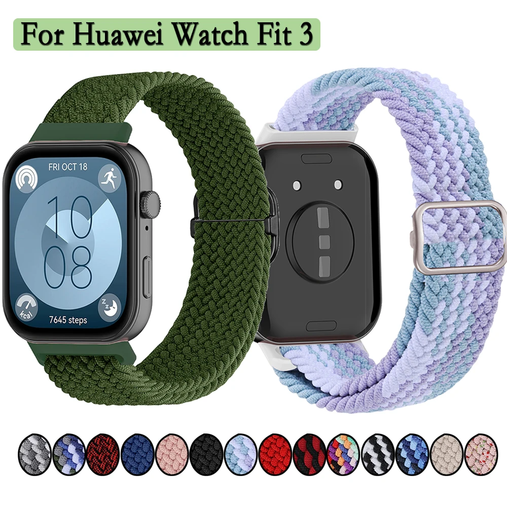 Strap For Huawei Watch Fit 3 Creative Multicolor Style Watchband Nylon Braid Bracelet Replacement Watch Accessories