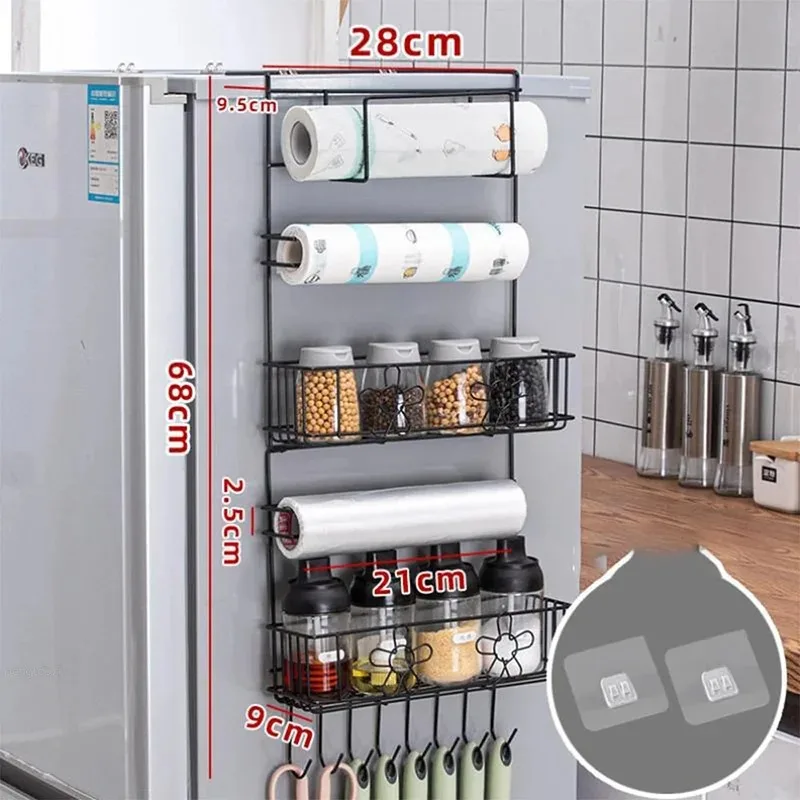 Kitchen Organizer Side Shelf Fridge Wall Hanger Storage Rack Bottle Refrigerator Shelf Spice Organizer Kitchen Storage Gadgets