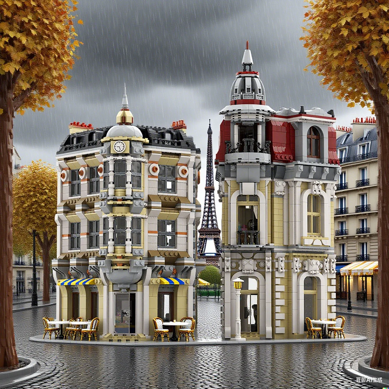 MOC クラシックコーナー路地ビルディングブロックモデルレトロコーナー路地建築ストリートビューレンガ組立おもちゃ子供 DIY ギフト