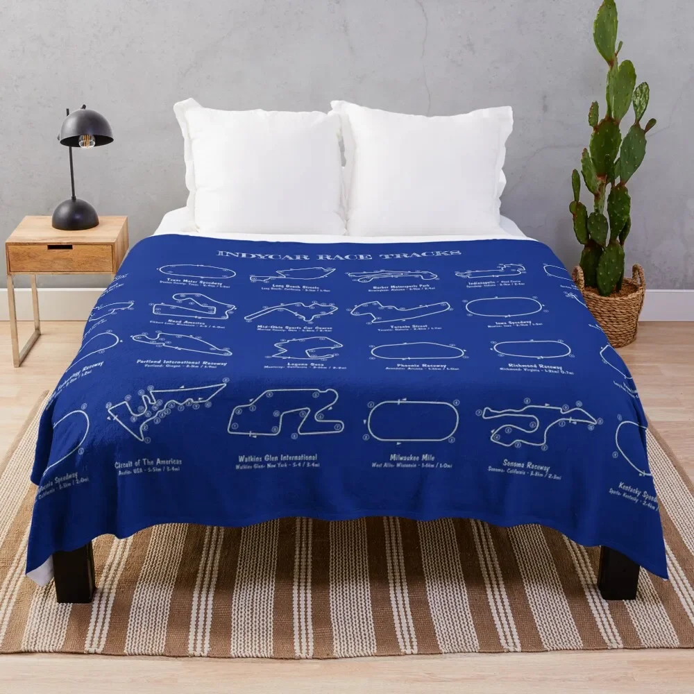 Indycar Race Tracks (White Stencil-No Background) Throw Blanket Warm Camping Extra Large Throw Blankets