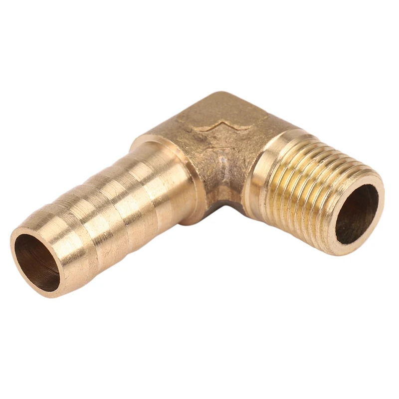 5Pcs 8Mm Hose X 3/8 Inch Male Thread 90 Degree Brass Elbow Barb Coupler Connector