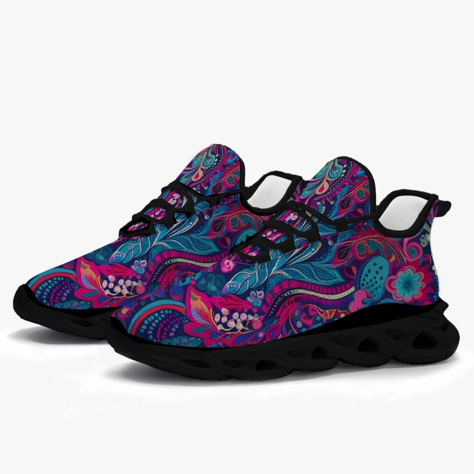 Bohemian striped men's and women's casual sports shoes lightweight breathable running shoes sneakers