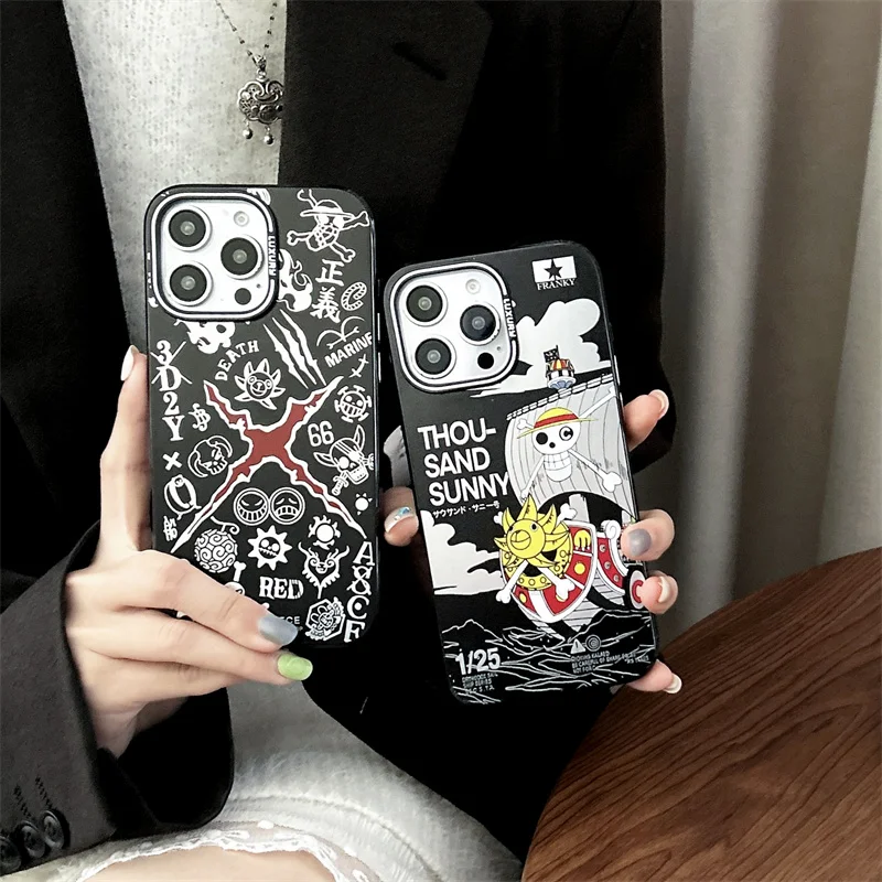 3D Anime Cute O-One Piece Luffy Zoro Anti-fall  Phone Case For iPhone 13 14 15 16Pro Max Japan Cartoon O-One Piece Protect Cover
