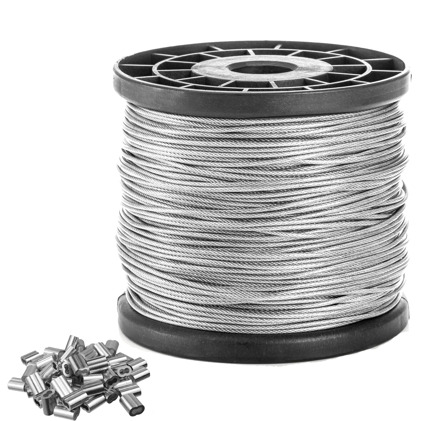 164/328FT Stainless Steel Cable, 2mm Diameter Steel Wire Rope with PVC Coating on the Surface for Clothesline/Hanging Rope