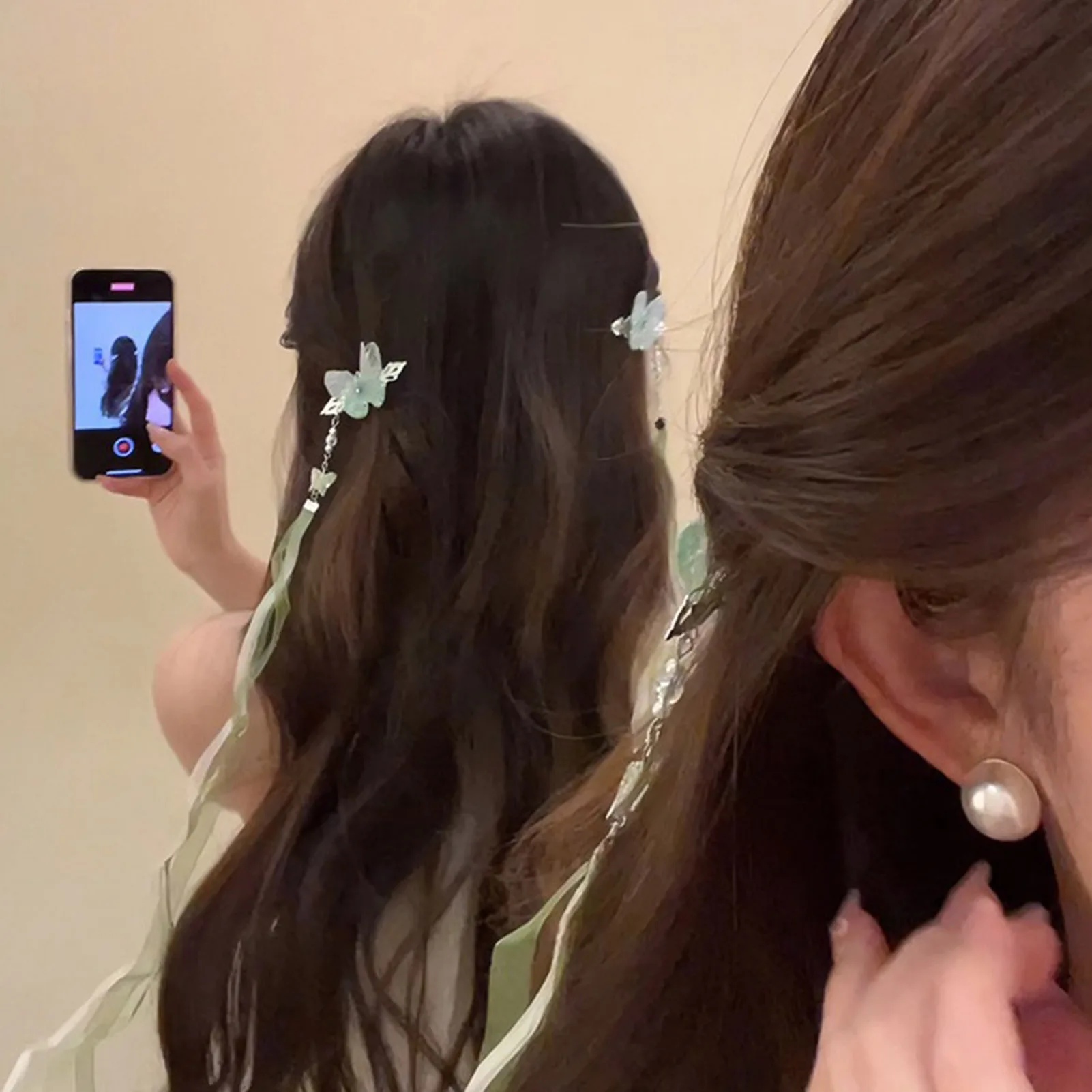 2 قطعة مقاطع الشعر النمط الصيني الجديد الجنية فراشة الشريط دبوس الشعر للنساء الفتيات أنيقة رائعة Hanfu إكسسوارات الشعر