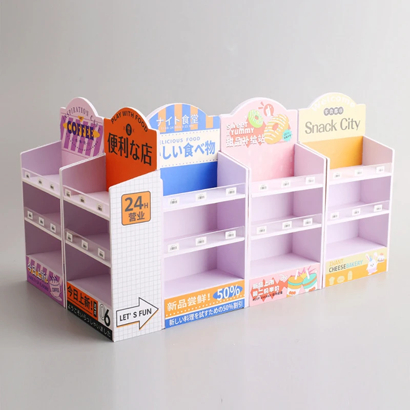 

Xm1pc thick cardboard Mini Drink Food Supermarket Store Shelf Dollhouse Accessories Pretend Play Furniture Cabinet Shelf