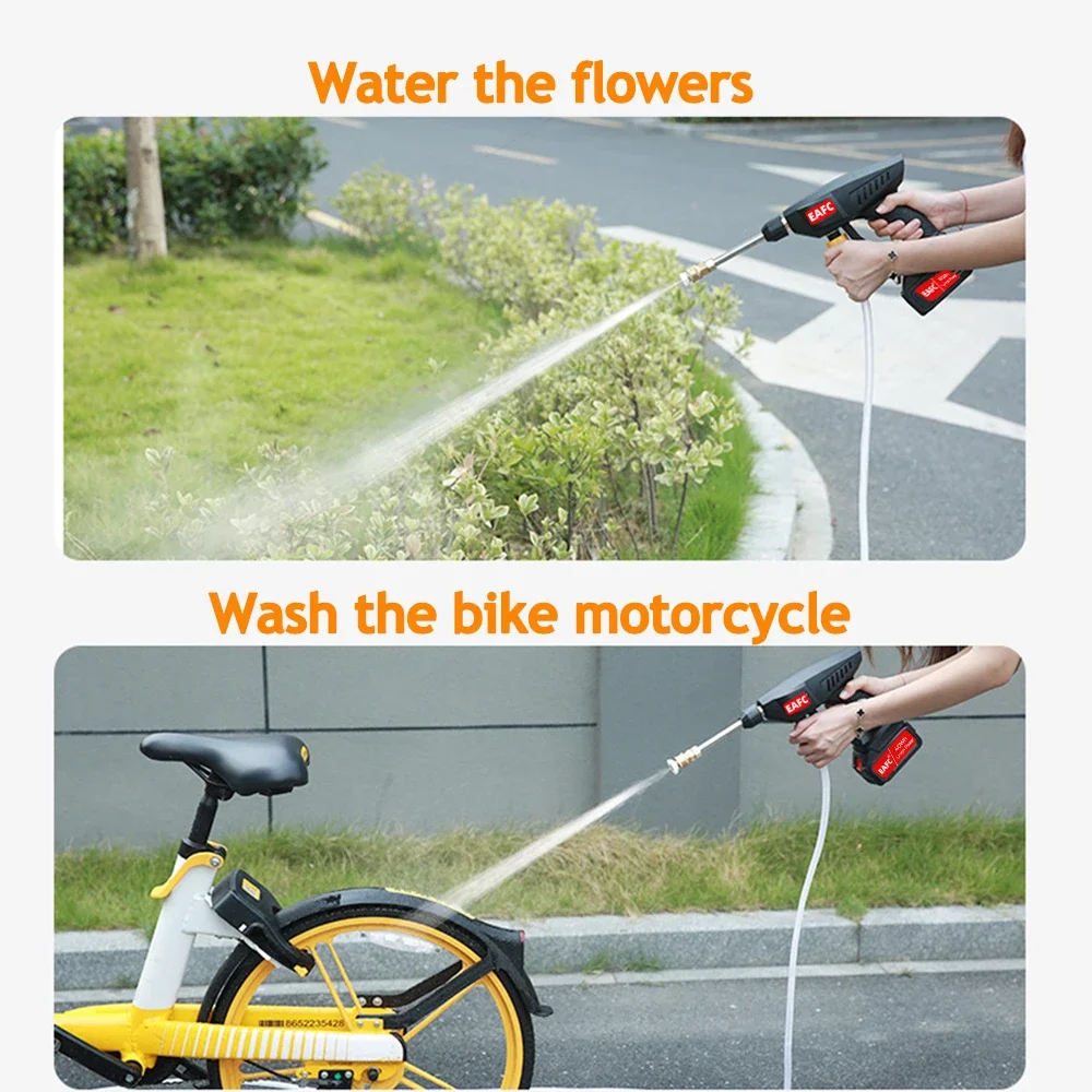 EAFC Cordless Car Wash High Pressure Washer Water Gun 60Bar Portable Cleaner for Auto Home Garden Cleaning Washing Machine