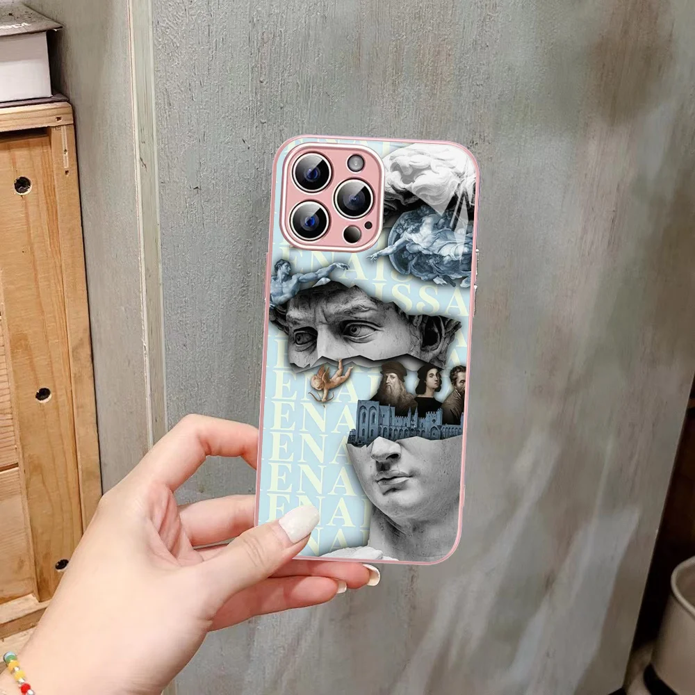 Art Aesthetics David Statue Famous Paintings Phone Case Tempered Glass For Iphone 14 13 12 11 Pro Mini XS MAX 14Plus X XS XR