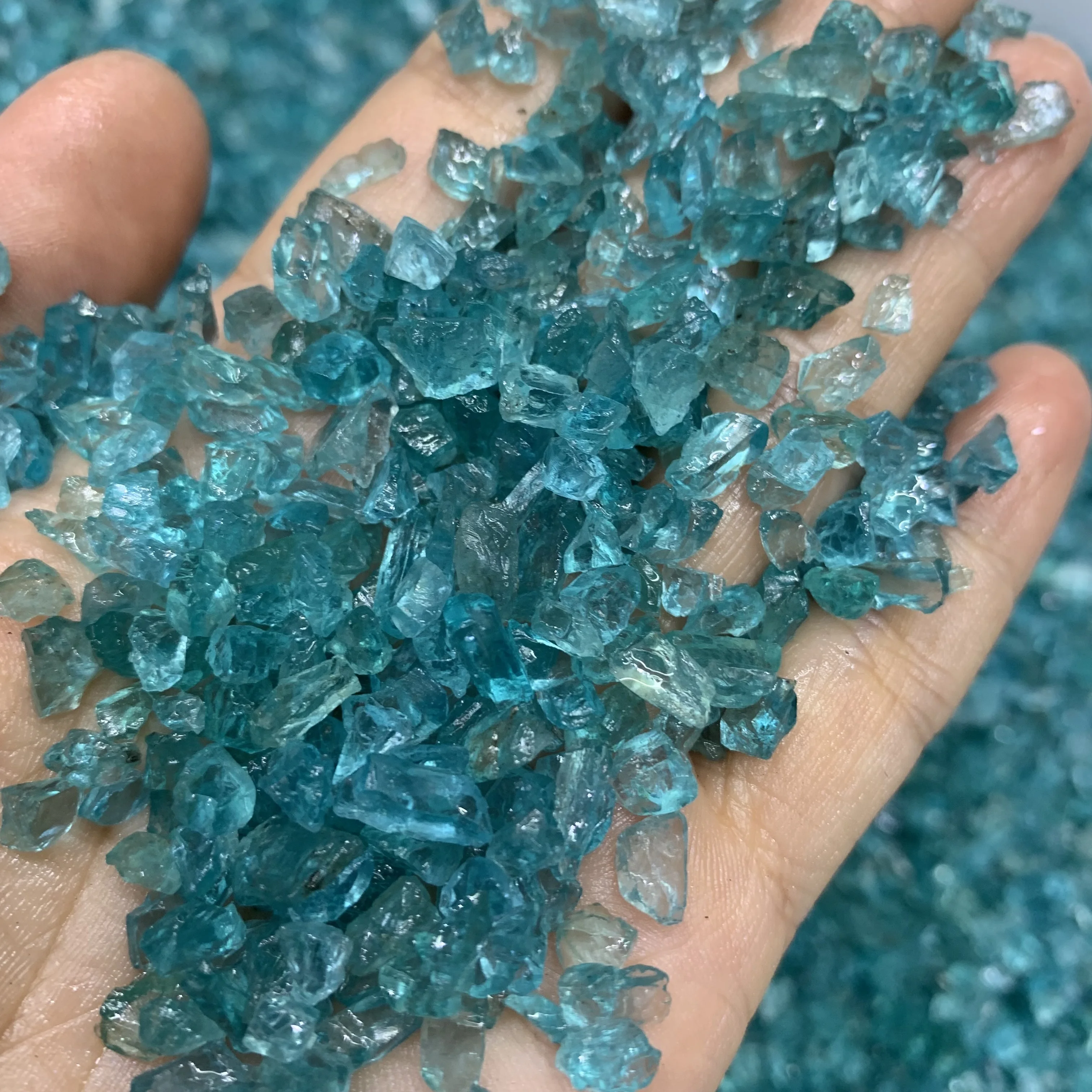 Rough Irregular Blue Apatite Stones Raw crystal stone small chips