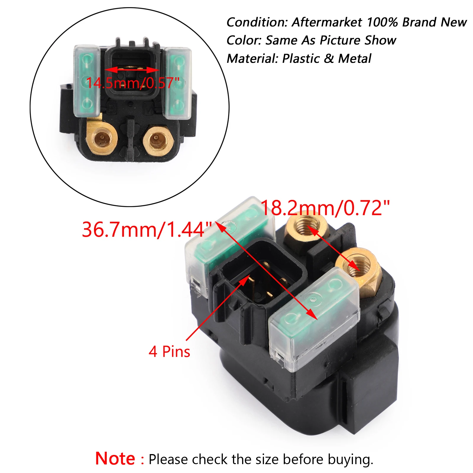 Areyourshop Starter Relay Solenoid for Yamaha RAPTOR 700 YFM700R 2006 07 08 2009 ATV SN35 GSX750F SV650 Motor Accessories