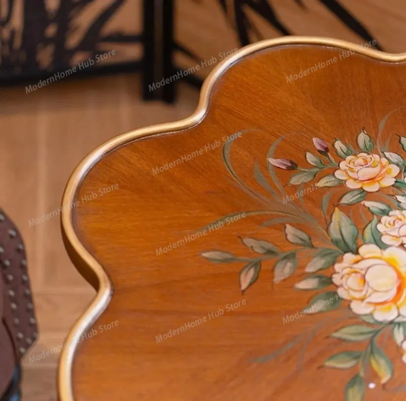 French floral pattern table - creative artistic retro side table for living room and bedroom Living Room Furniture