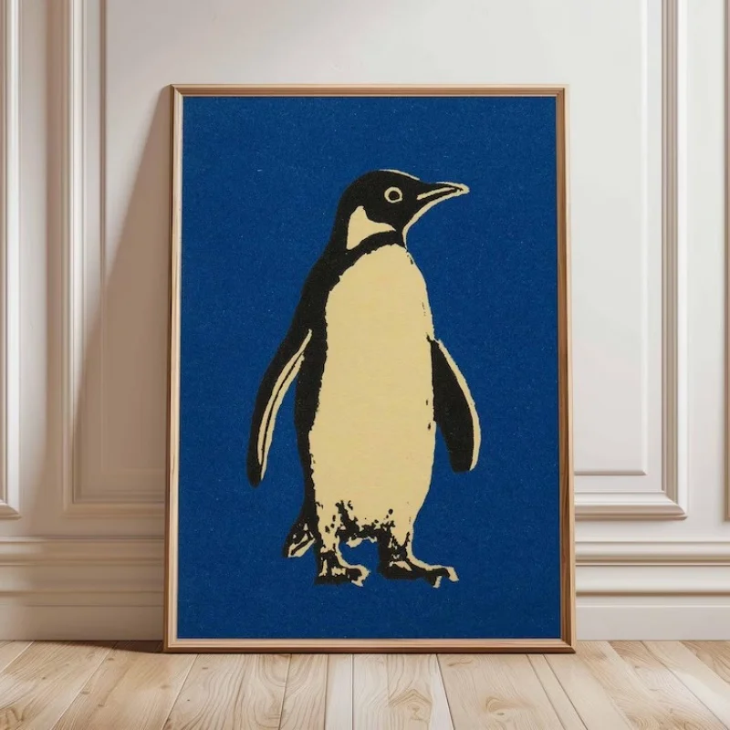 Penguin Pop Art Print Minimal Animal Wall Art | Retro Poster Design | Modern Artwork | Bold Graphic Home Decor Nature Gift Idea