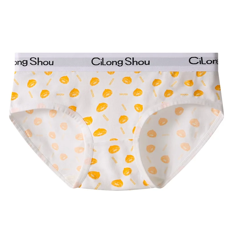 

Women's Cotton Briefs Breathable Comfortable Lemon Print Low Waist Underwear For Girls Daily Casual Wear