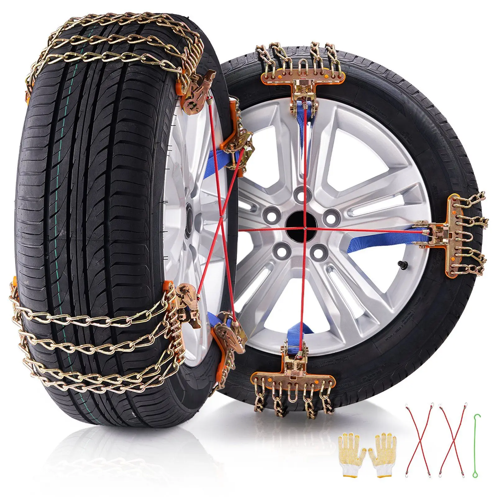 8 PCS Snow Chains Tire Width 9.2-11.2in/235-28mm for Car/Pickup/SUV/Truck