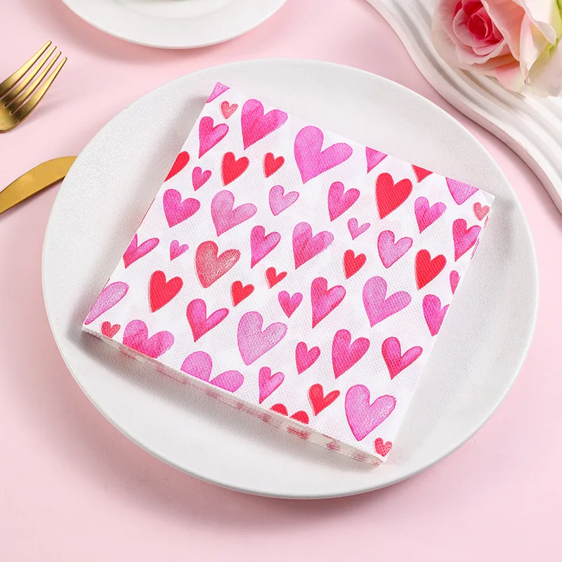 10/20pcs 33cm 2-Ply Colourful Birthday Gift Paper Love Series Napkins Valentine's Day Accompaniment Decorative Napkins