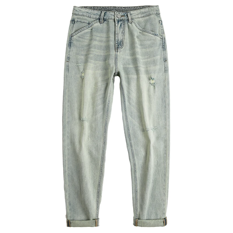 

5K1015 Высококачественные новые свободные повседневные универсальные простые конусные прямые джинсы в стиле ретро для мужчин