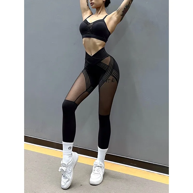 

Krisnanas Patchwork Mesh Yoga Pants Woman 2025 High Waist Hip Lifting Tights Quick Dry Sportwear High Strecth Leggings 141548