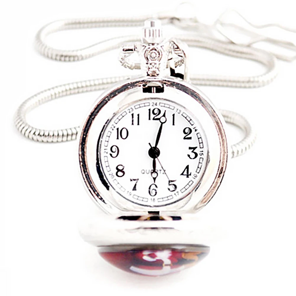 

Zinc Alloy Vintage Pocket Watch With Chain Hanging Retro Watches Christmas Pattern Sturdy Quartz Pocket Watch