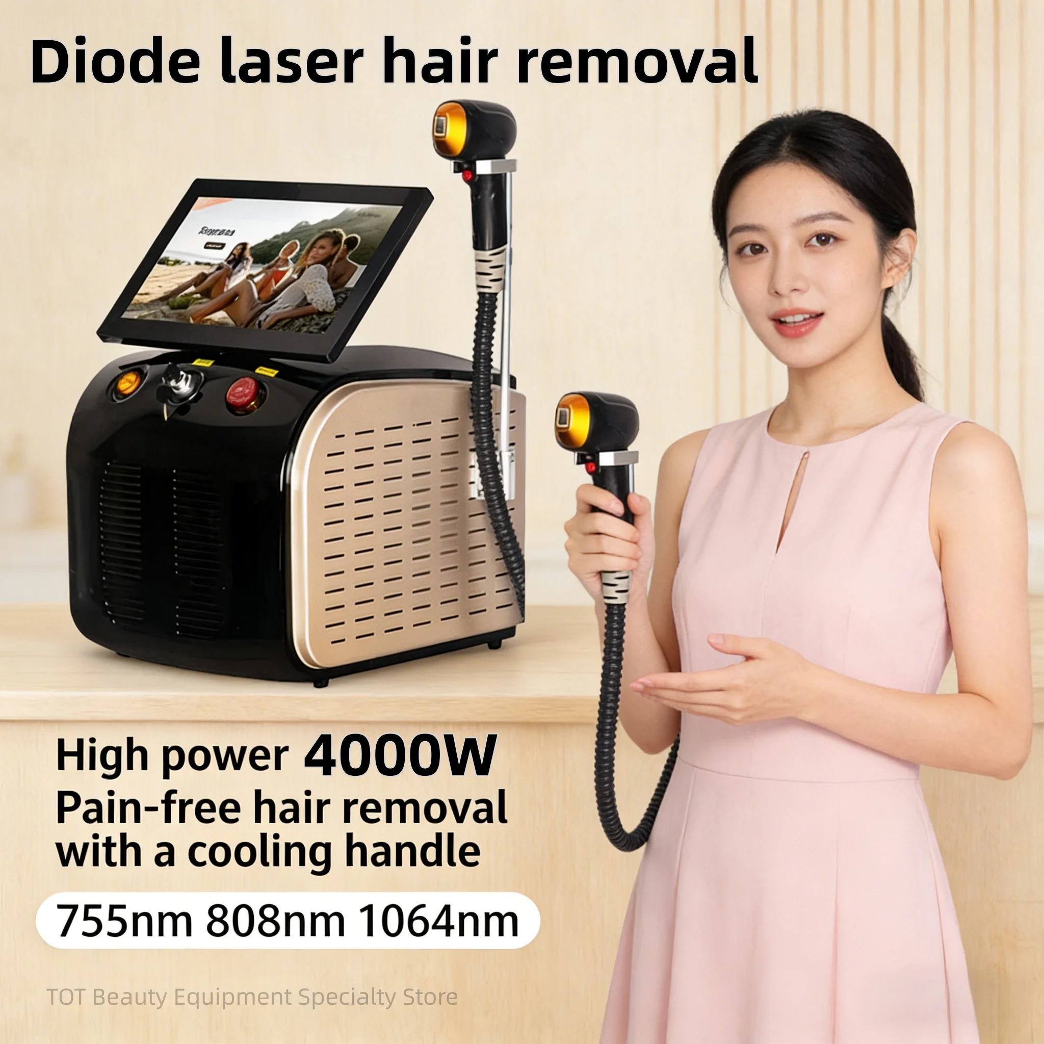 

4000 Вт 808 нм профессиональный ледяной титан машина для постоянной эпиляции диодный лазер 3 длины волны безболезненное быстрое охлаждение