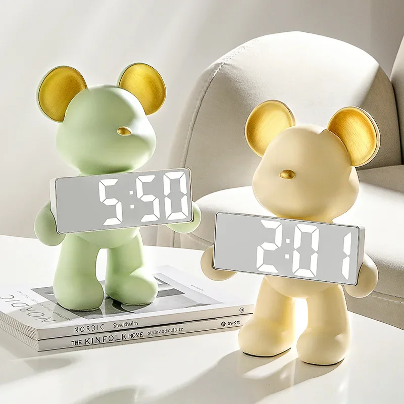 Smart Digital Bear Bedside Watch Decoration and Table Accessories Kawaii Room Decor Holiday Gifts