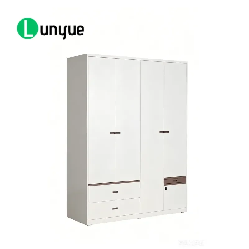 Modern 4 Door Steel Wardrobe with 2 Drawers Large Capacity Bedroom Clothing Storage Cabinet Simple Design Household Furniture