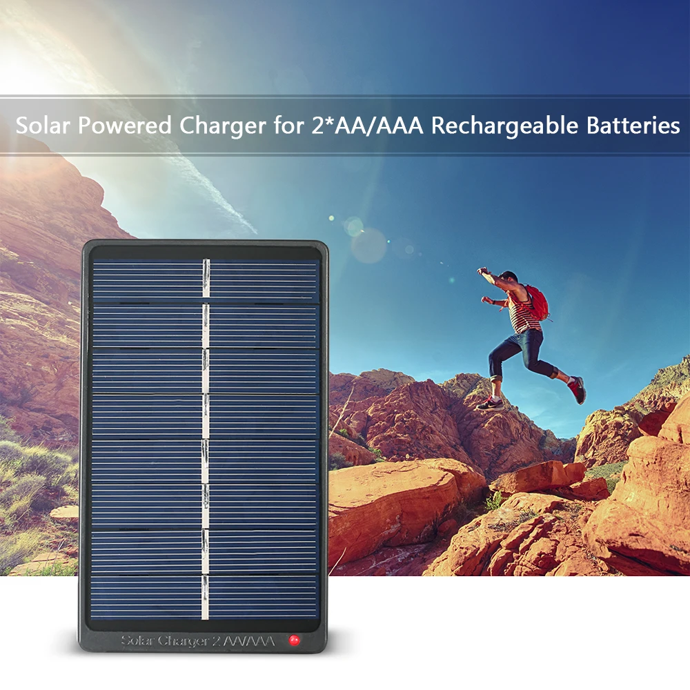 2*AA/AAA Rechargeable Batteries Charger Solar Powered Charger 1W 4V Solar Panel for Battery Charging