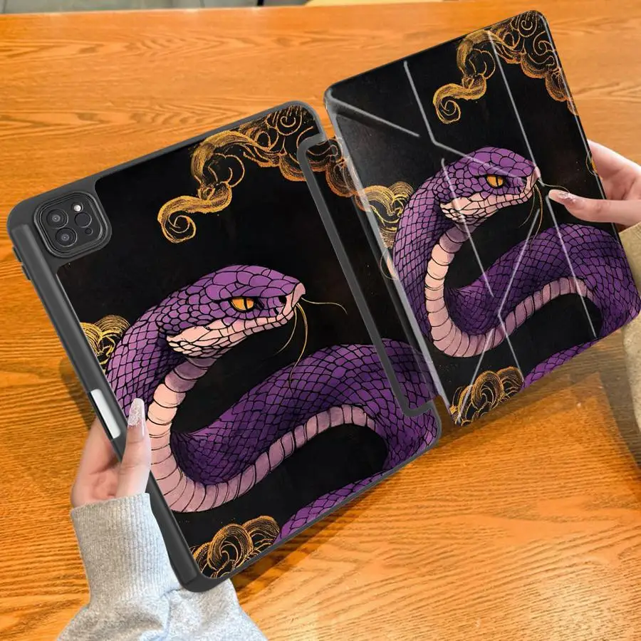 

Чехол-подставка с рисунком змеи для планшетов iPad Pro 11-го, 10-го, 9-го, 8-го, 7-го поколений, 12.9 дюймов, Mini 6, 7, Pro 2025, Air 4, 5, M3, M2, 1, 2, M4, 11 дюймов