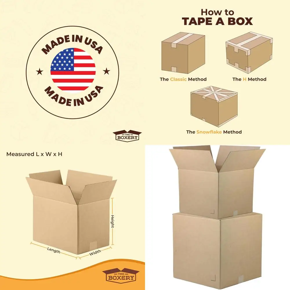 

18x12x12 Brown Corrugated Cardboard Boxes, 25-Pack - Durable, Eco-Friendly, Recyclable, Made in USA
