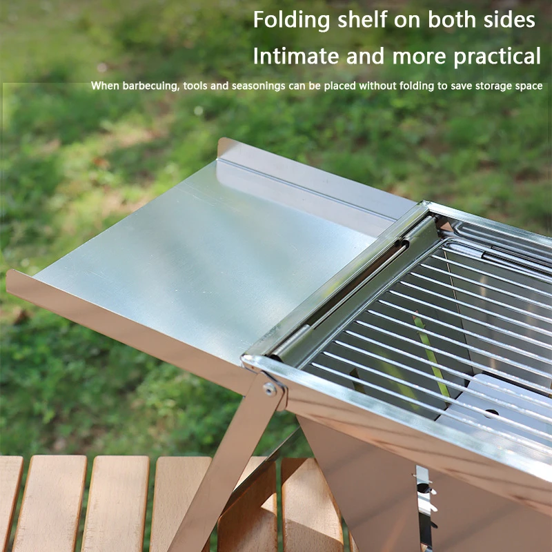 Folding Barbecue Grill For Outdoor Picnic Camping Charcoal Kebabs Lightweight Portable Stainless Steel Collapsible Barbecue